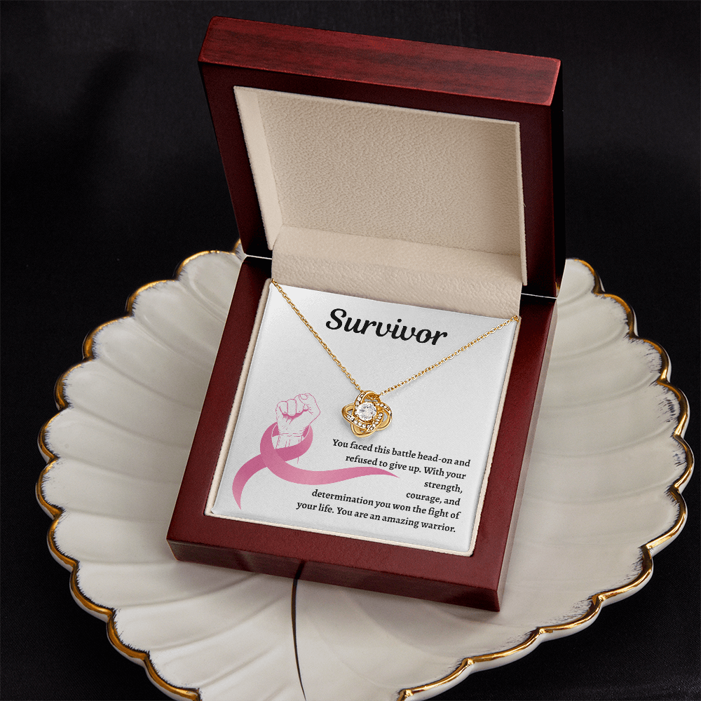 Survivor Pink Ribbon | Love Knot Necklace