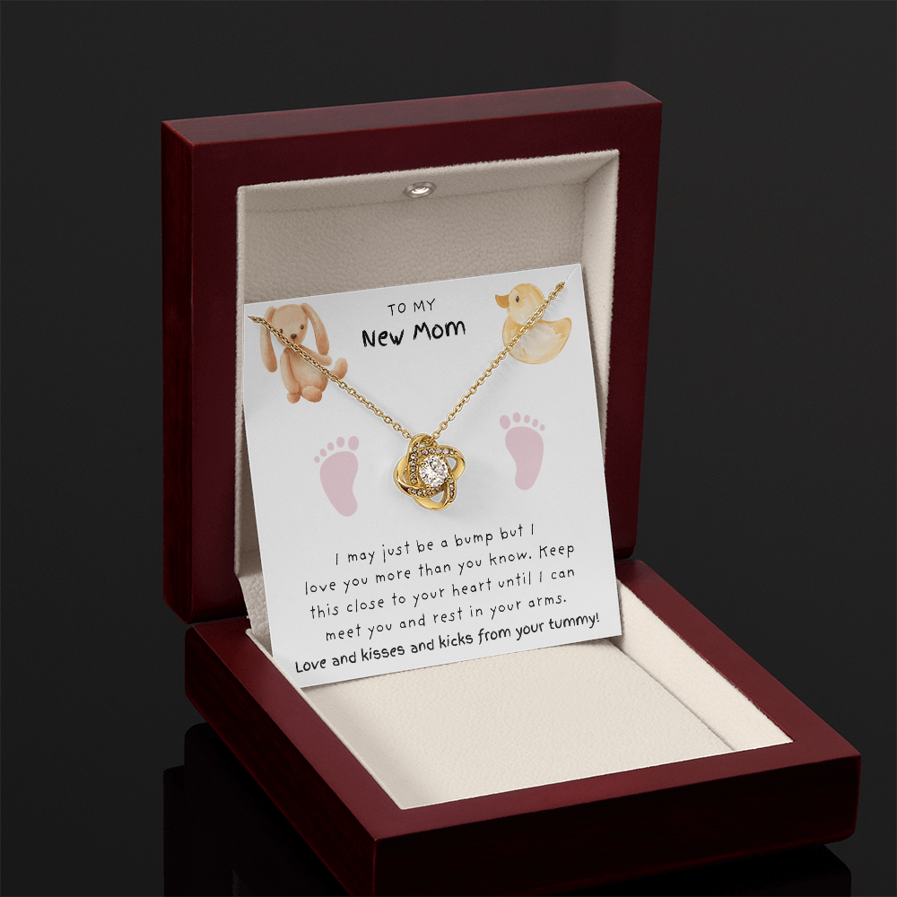 New Mom Pink Feet | Love Knot Necklace