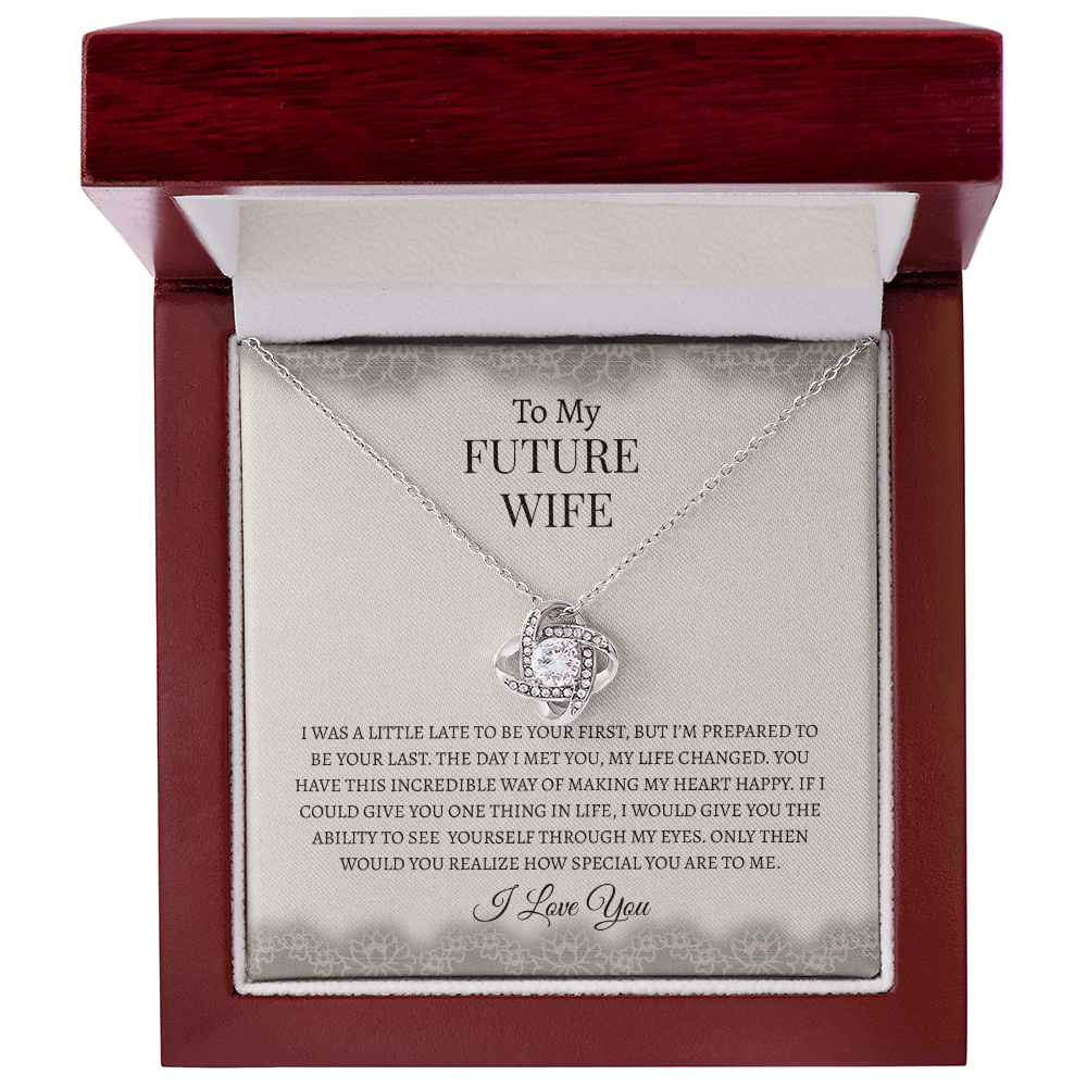 To My Future Wife Gray Lace | Love Knot Necklace