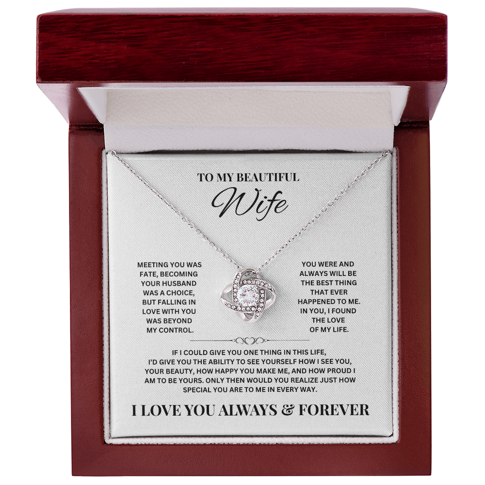 To My Beautiful Wife | Love Knot Necklace