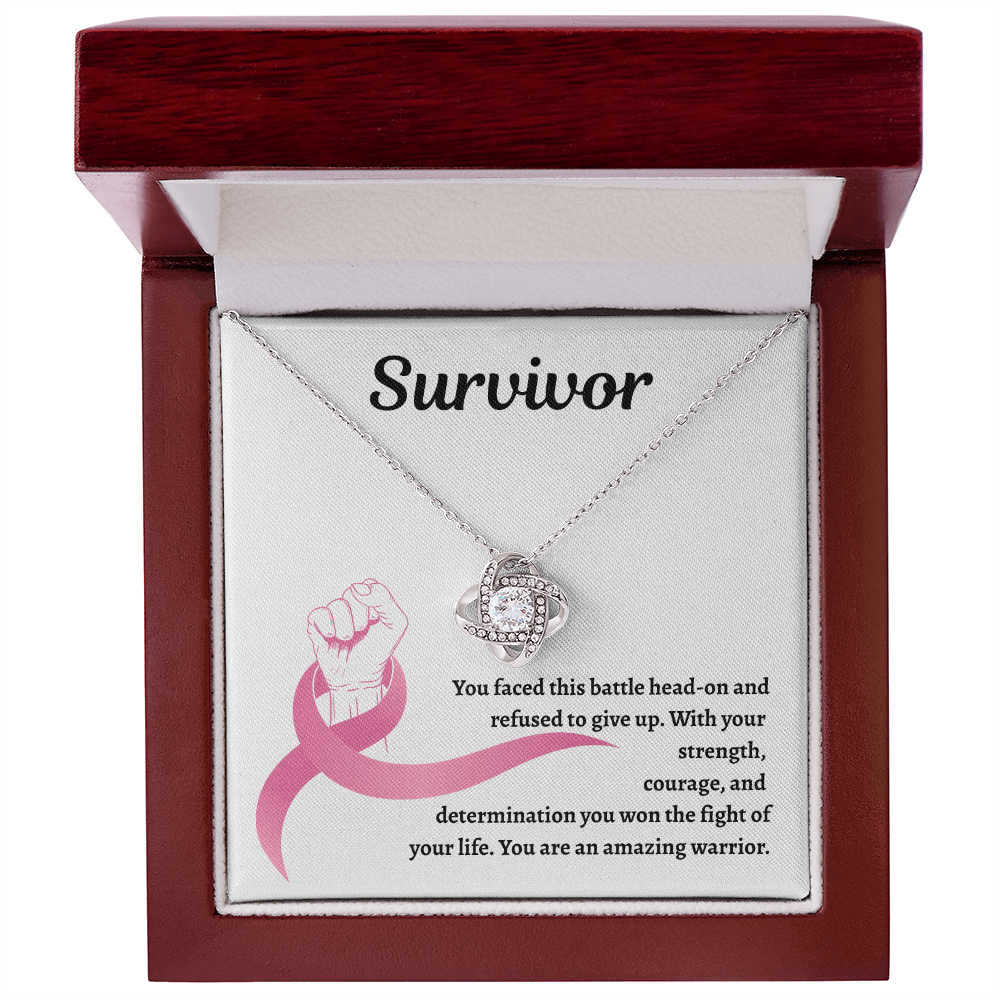 Survivor Pink Ribbon | Love Knot Necklace
