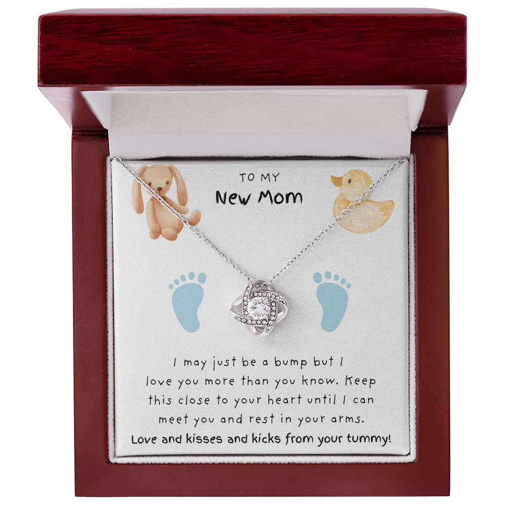 New Mom Blue Feet |  Love Knot Necklace