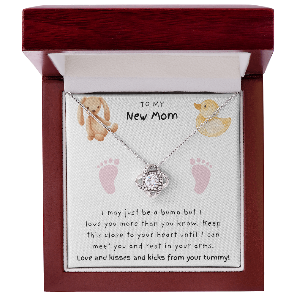 New Mom Pink Feet | Love Knot Necklace