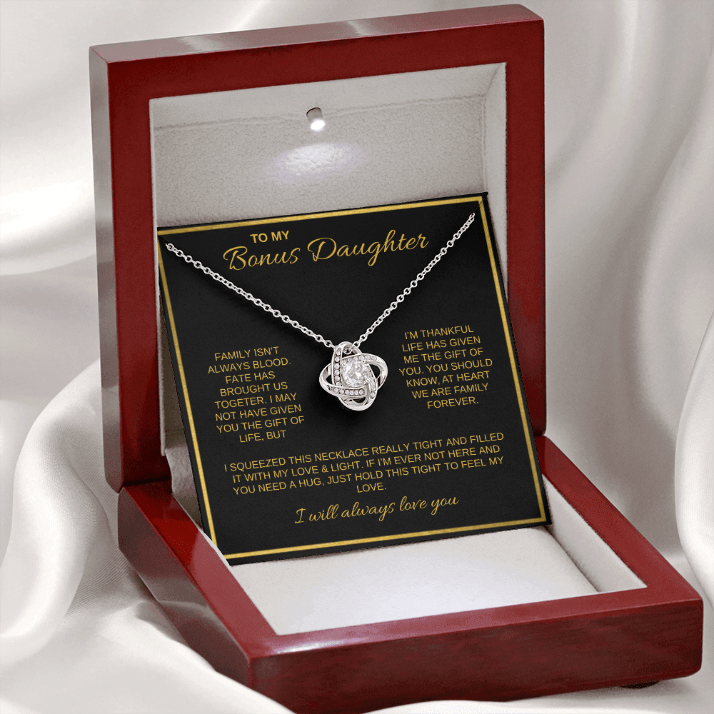 To My Bonus Daughter | Love Knot Necklace