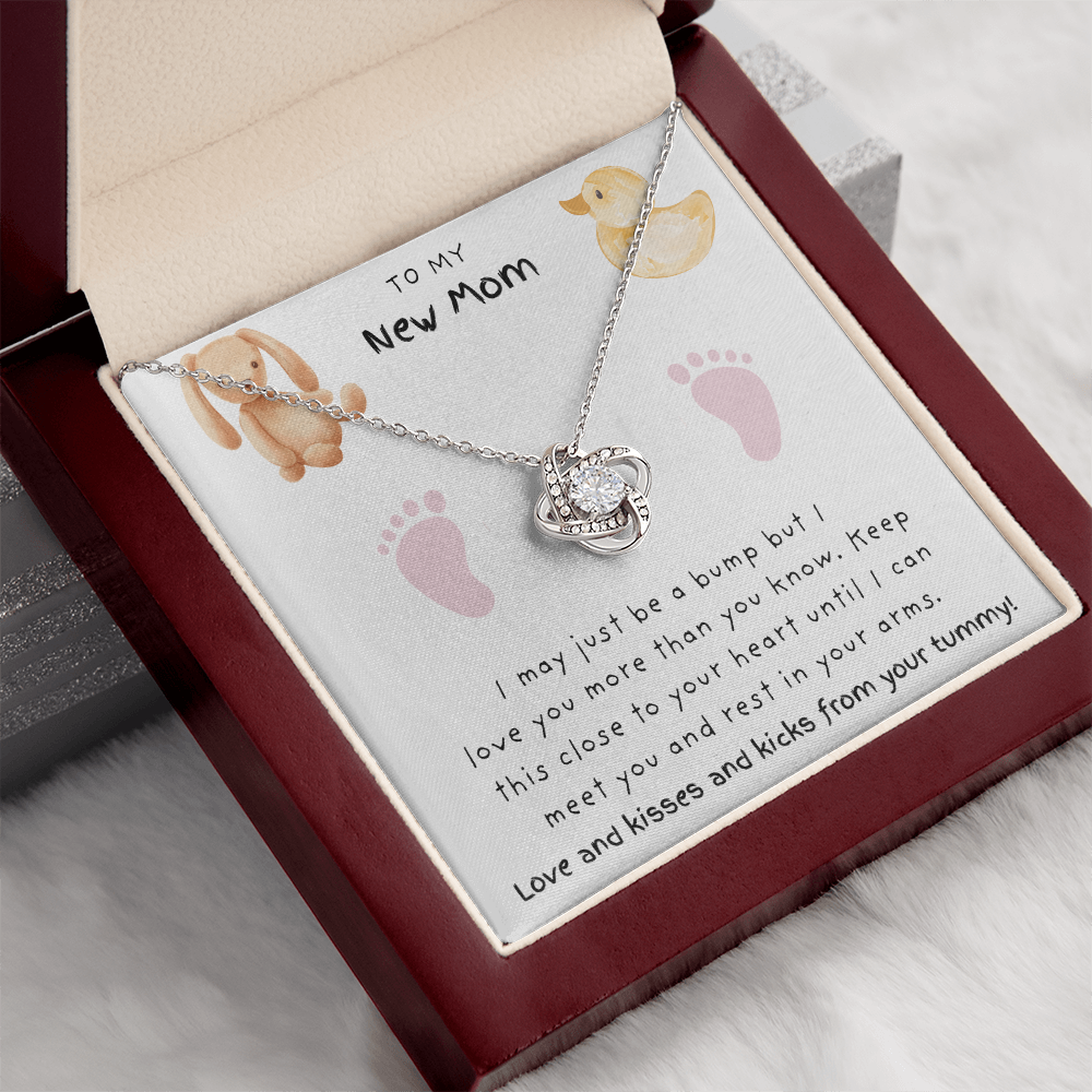 New Mom Pink Feet | Love Knot Necklace