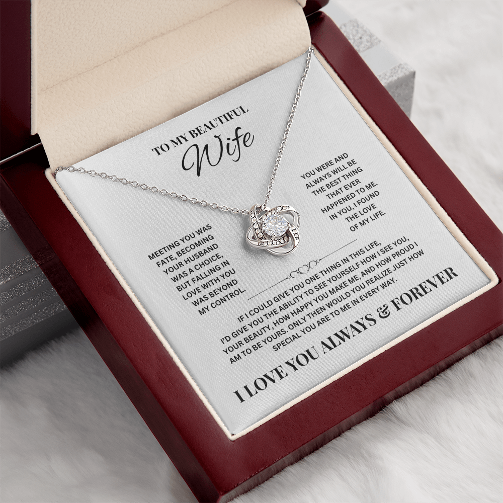 To My Beautiful Wife | Love Knot Necklace