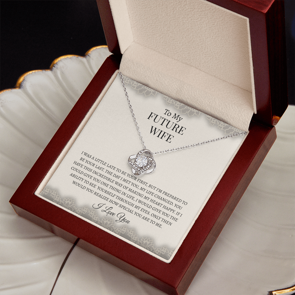 To My Future Wife Gray Lace | Love Knot Necklace