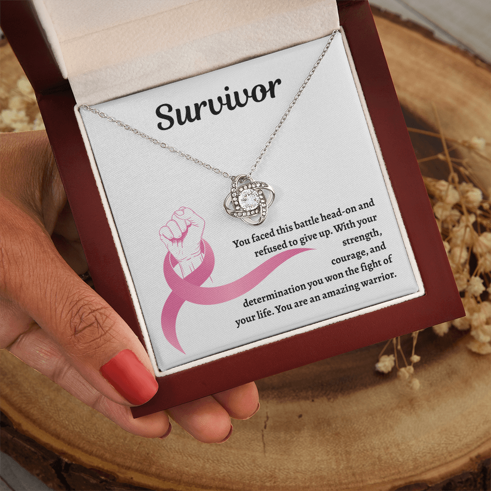 Survivor Pink Ribbon | Love Knot Necklace