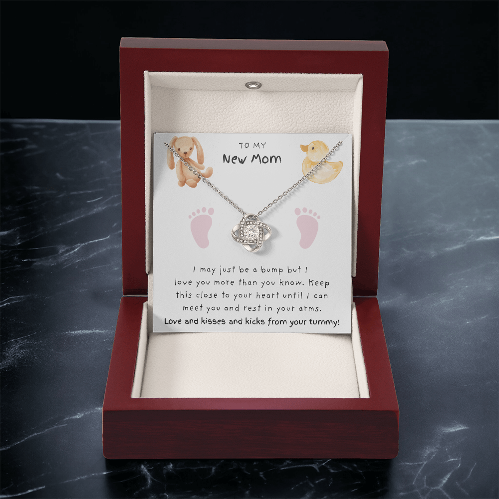 New Mom Pink Feet | Love Knot Necklace
