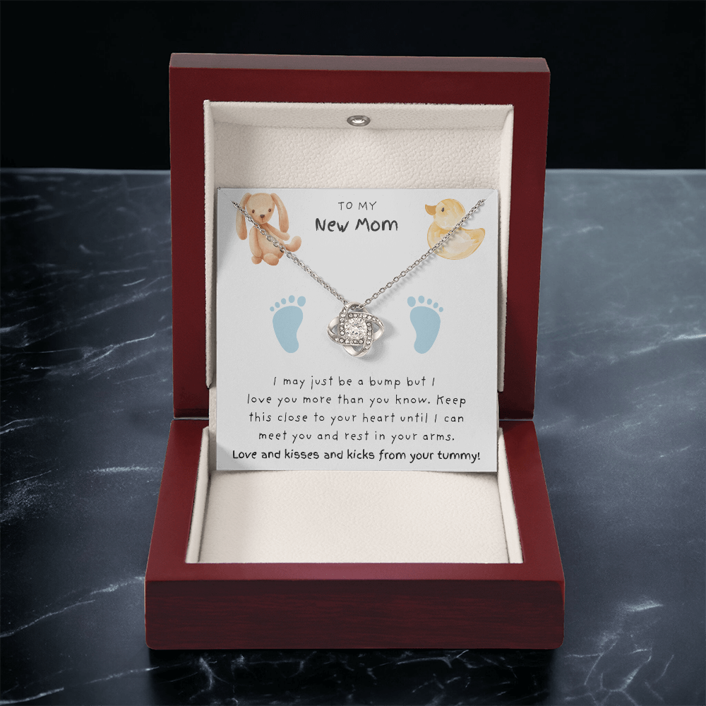 New Mom Blue Feet |  Love Knot Necklace