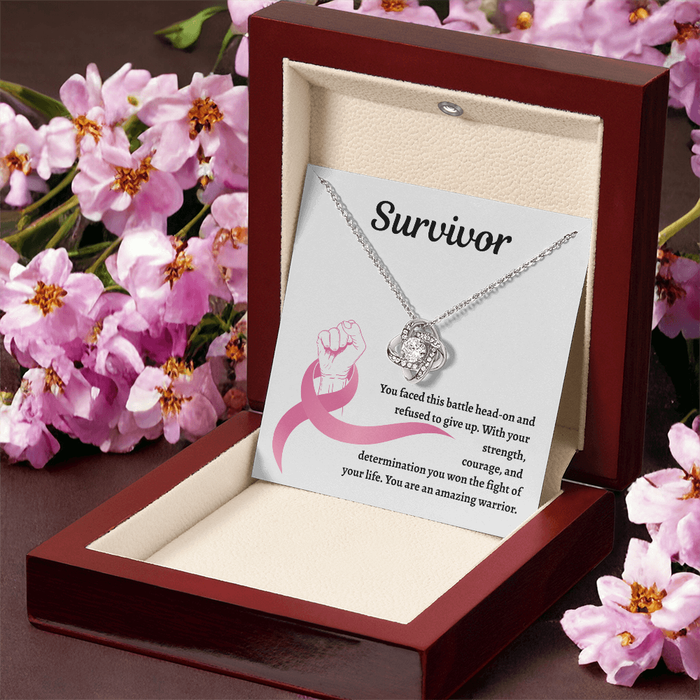 Survivor Pink Ribbon | Love Knot Necklace