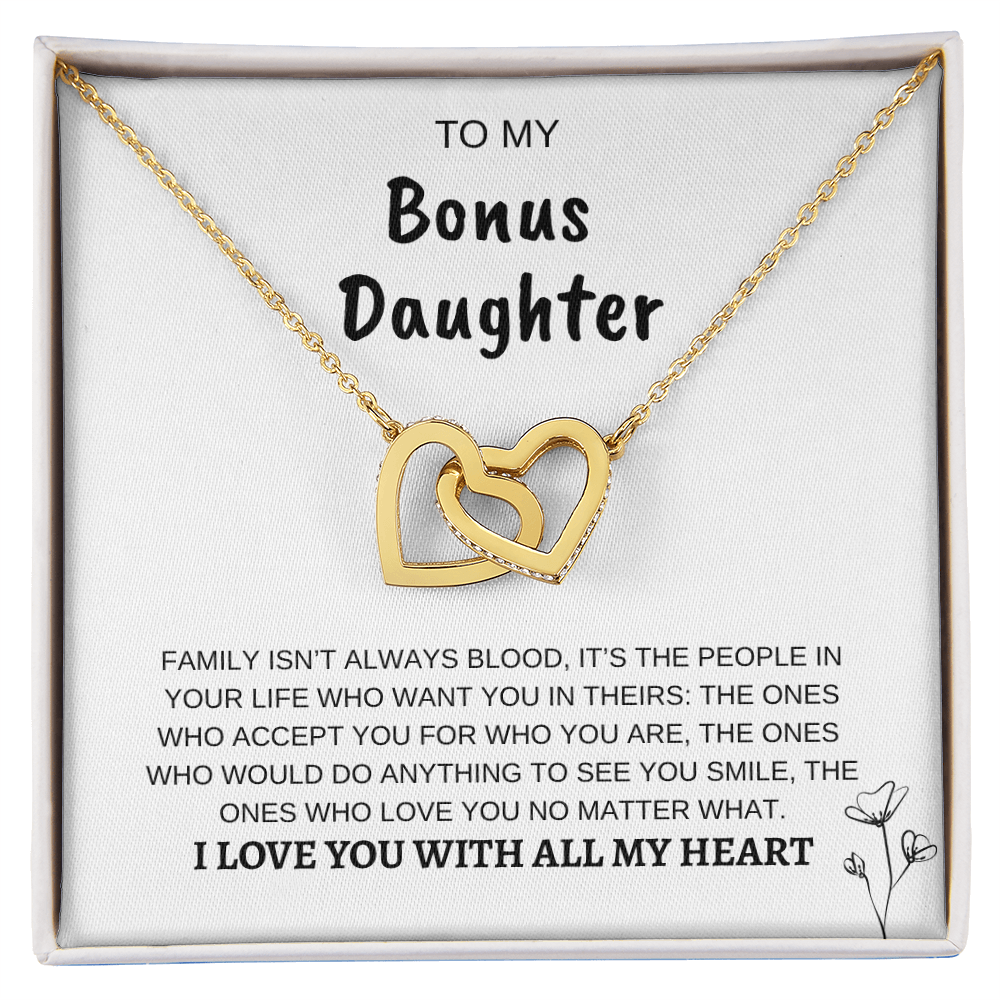 To My Bonus Daughter | Interlocking Hearts Necklace
