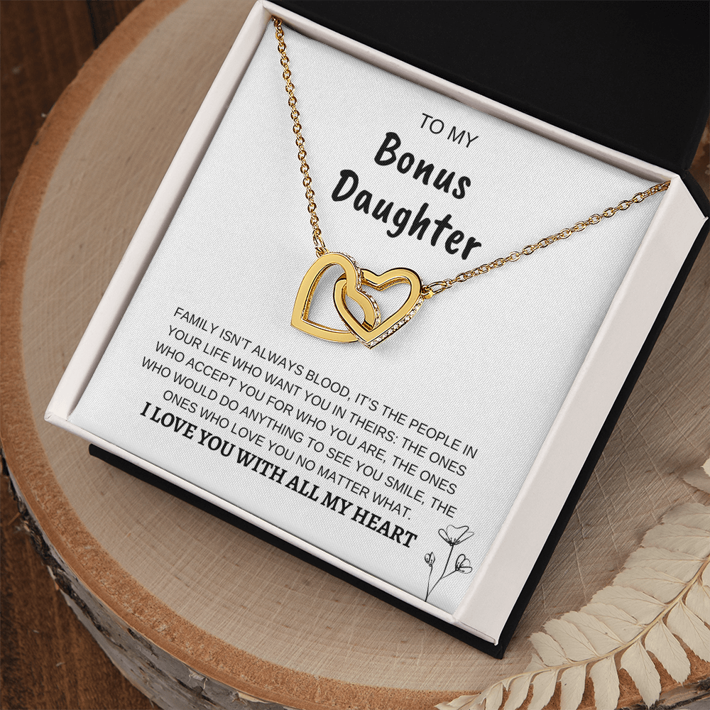To My Bonus Daughter | Interlocking Hearts Necklace