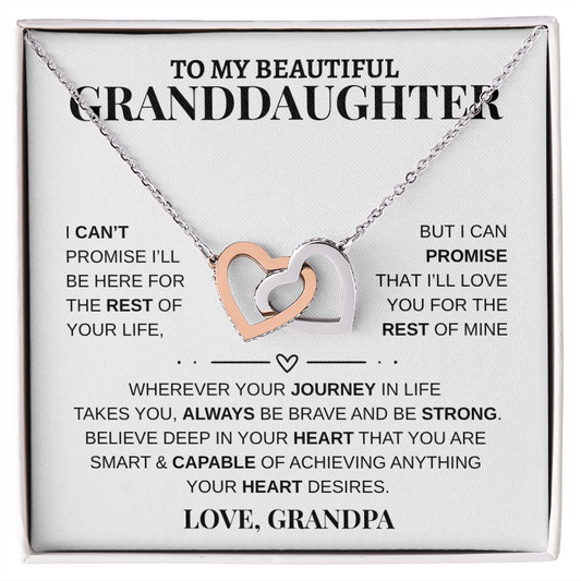 Gift To My Beautiful Granddaughter from Grandpa | Interlocking Hearts Necklace