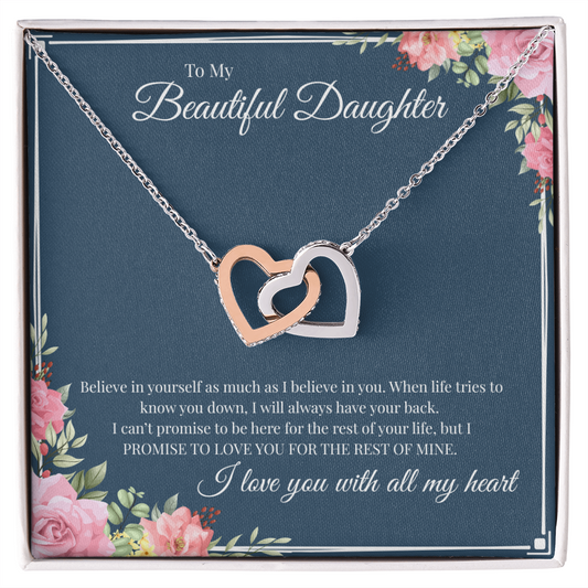 To My Beautiful Daughter | Interlocking Hearts Necklace