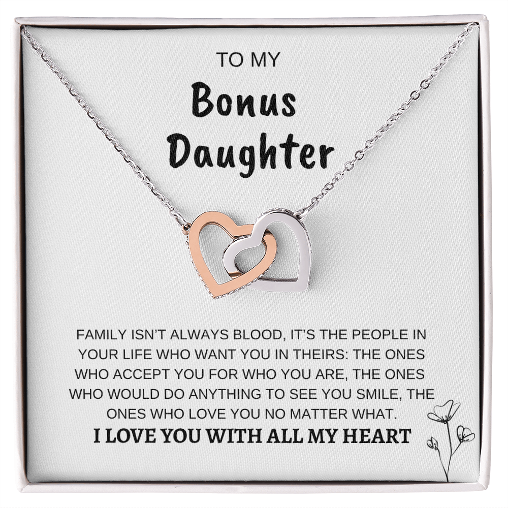 To My Bonus Daughter | Interlocking Hearts Necklace