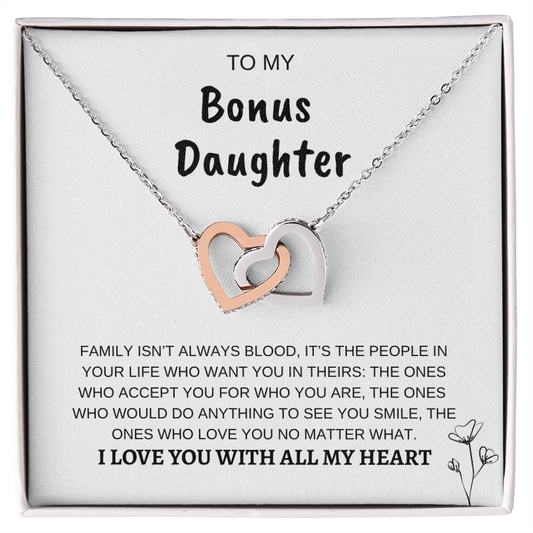 To My Bonus Daughter | Interlocking Hearts Necklace