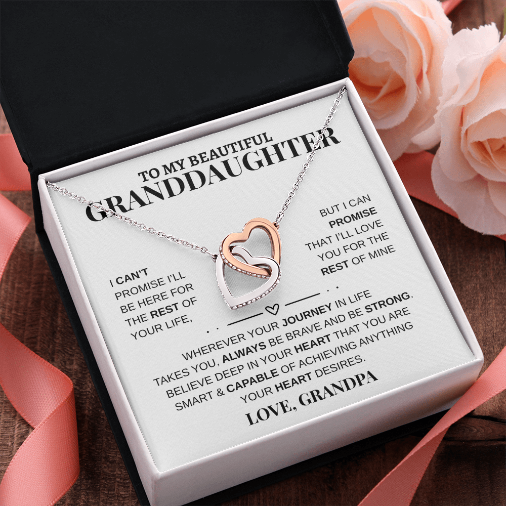 Gift To My Beautiful Granddaughter from Grandpa | Interlocking Hearts Necklace