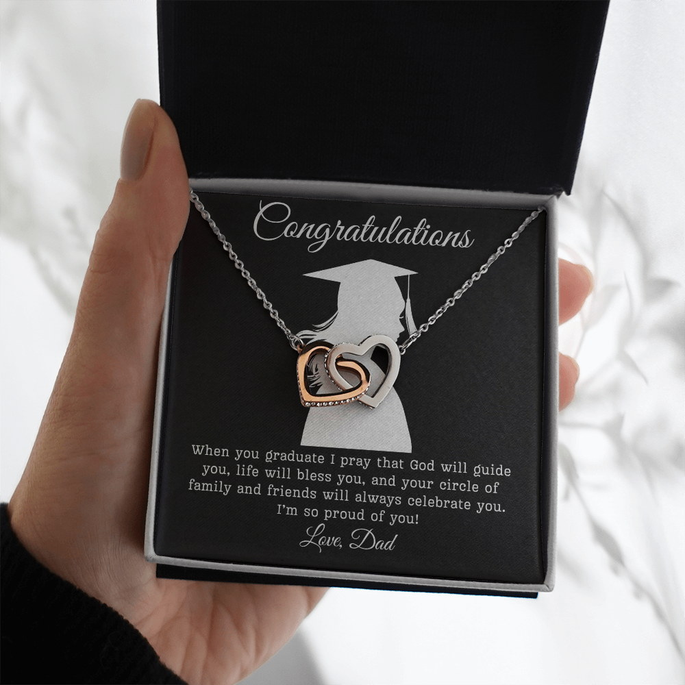 Congratulations (Daughter) Love Dad | Interlocking Hearts