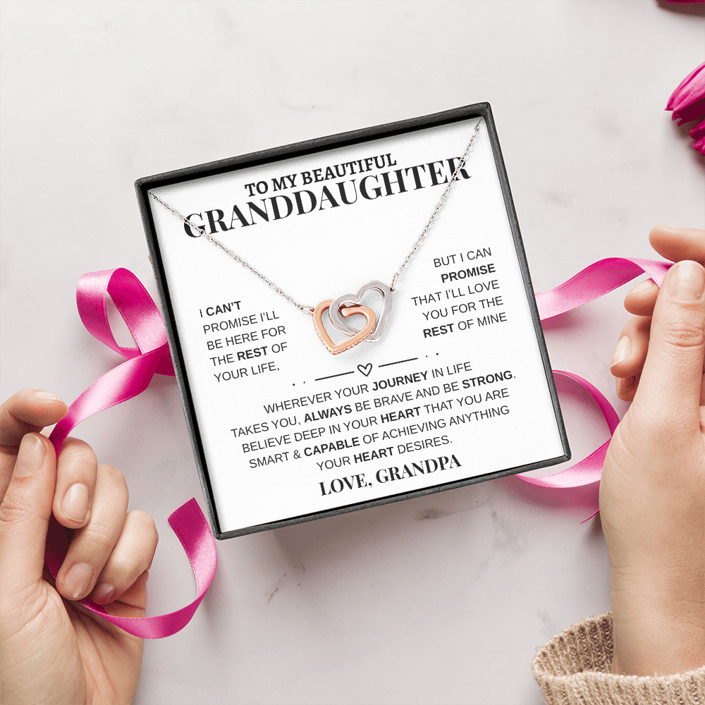 Gift To My Beautiful Granddaughter from Grandpa | Interlocking Hearts Necklace