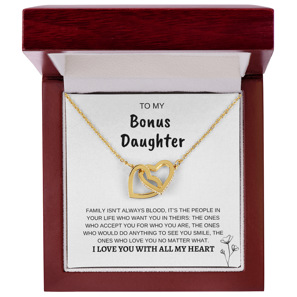 To My Bonus Daughter | Interlocking Hearts Necklace