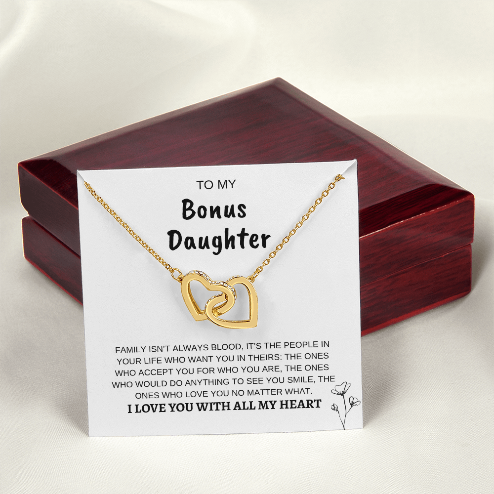 To My Bonus Daughter | Interlocking Hearts Necklace