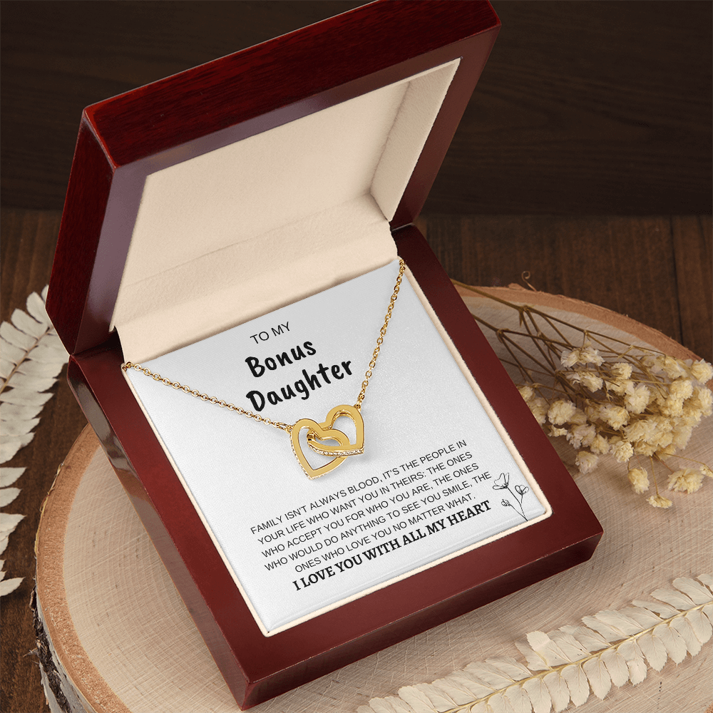 To My Bonus Daughter | Interlocking Hearts Necklace