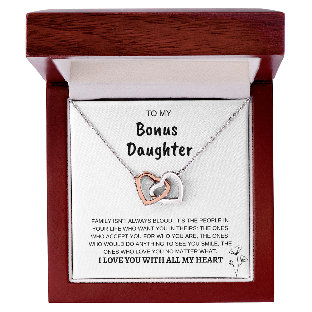 To My Bonus Daughter | Interlocking Hearts Necklace