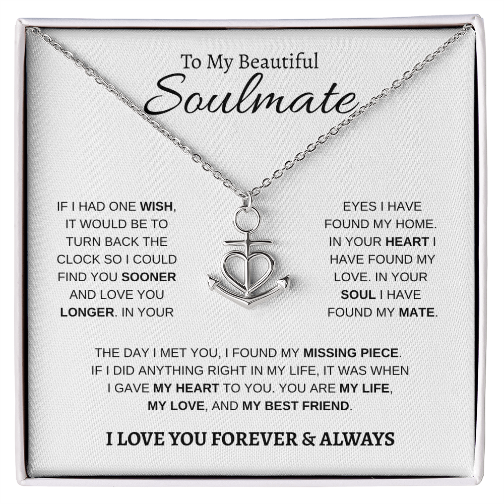 To My Beautiful Soulmate | Anchor Pendant Necklace