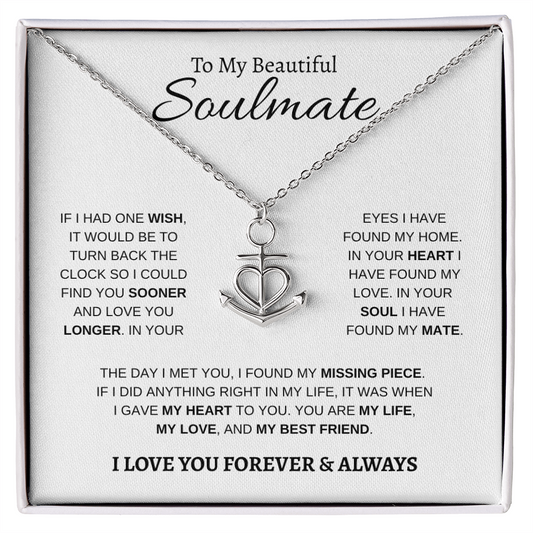 To My Beautiful Soulmate | Anchor Pendant Necklace