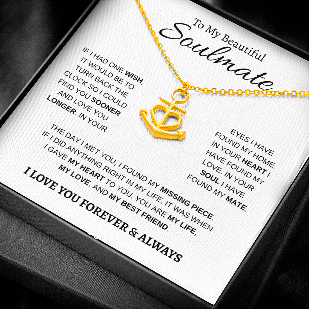 To My Beautiful Soulmate | Anchor Pendant Necklace