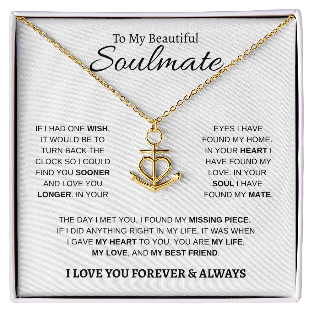 To My Beautiful Soulmate | Anchor Pendant Necklace