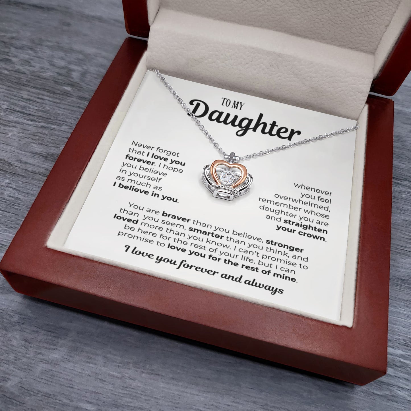To My Daughter | Crown Pendant Necklace