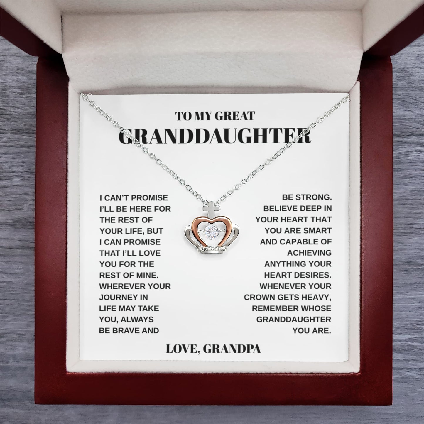 To My Great Granddaughter | Crown Pendant Necklace