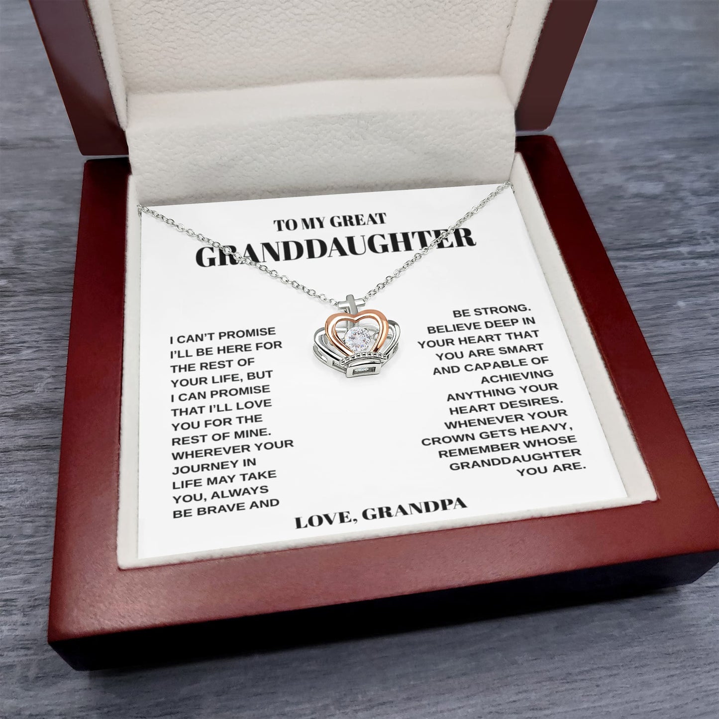 To My Great Granddaughter | Crown Pendant Necklace