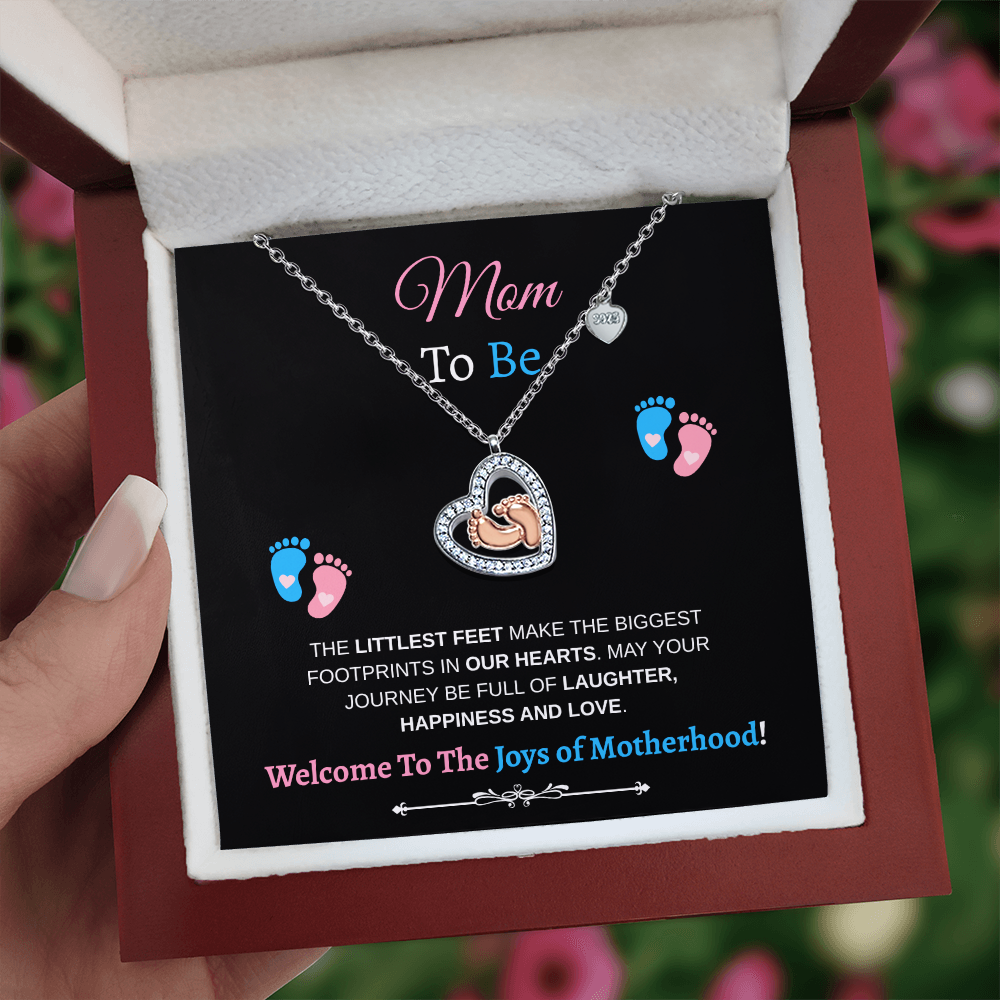 Mom to Be | Baby Feet Heart Necklace