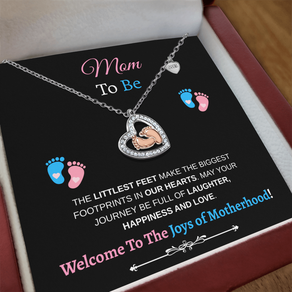 Mom to Be | Baby Feet Heart Necklace