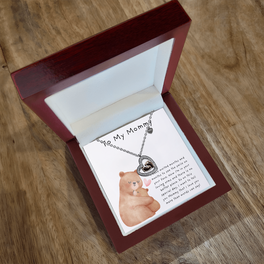 To My Mommy Bears | Baby Feet Heart Necklace