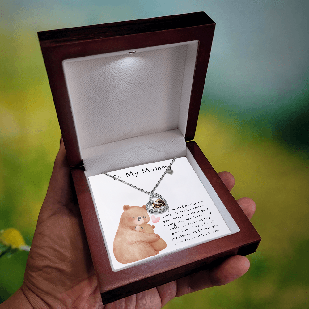 To My Mommy Bears | Baby Feet Heart Necklace