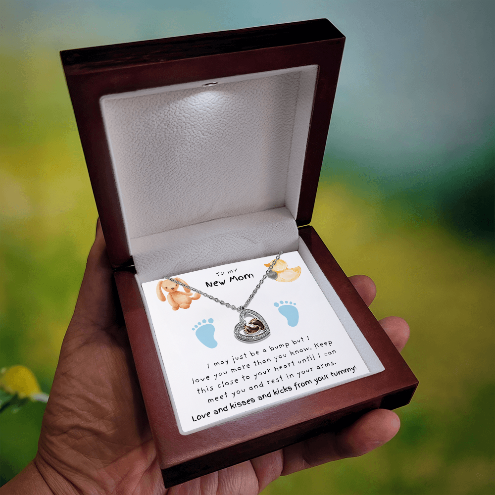 New Mom Blue Feet | Baby Feet Heart Necklace