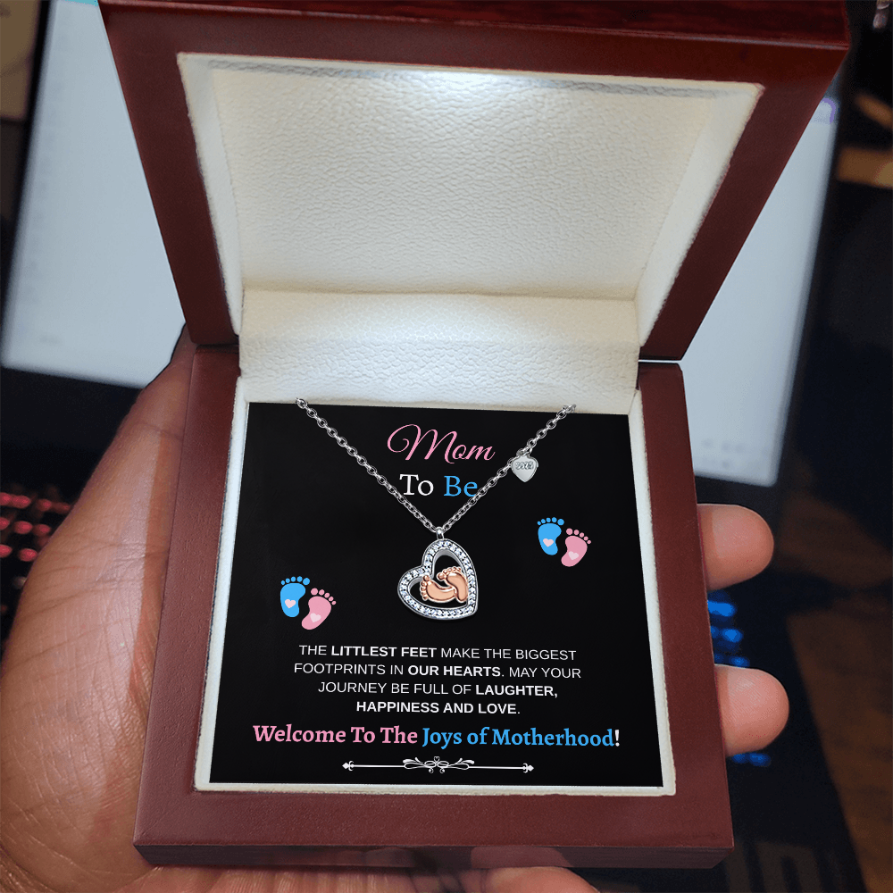 Mom to Be | Baby Feet Heart Necklace