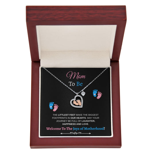 Mom to Be | Baby Feet Heart Necklace