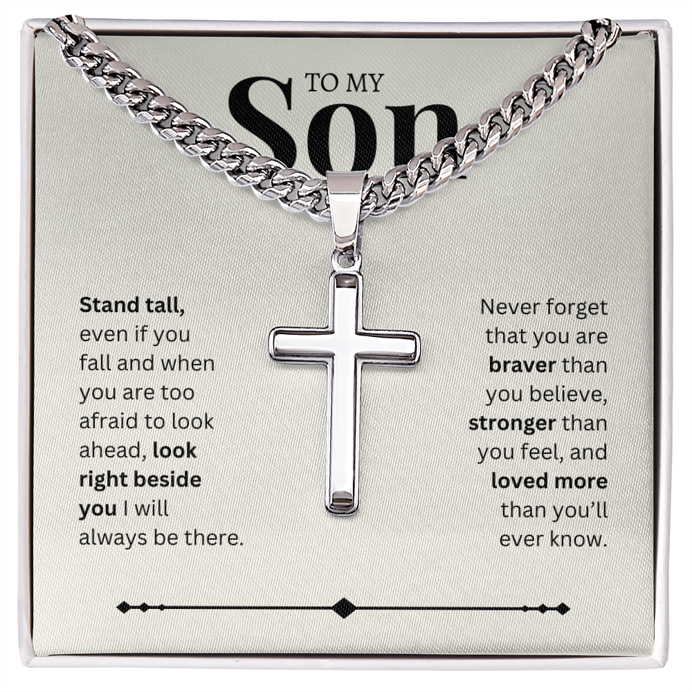 To My Son | Artisan Cross with Cuban Link Chain