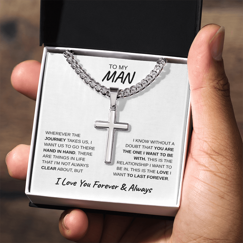 TO MY MAN | Artisan Cross with Cuban Link Chain