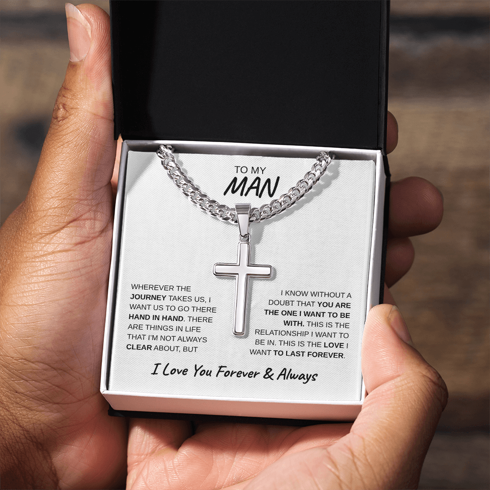 TO MY MAN | Artisan Cross with Cuban Link Chain