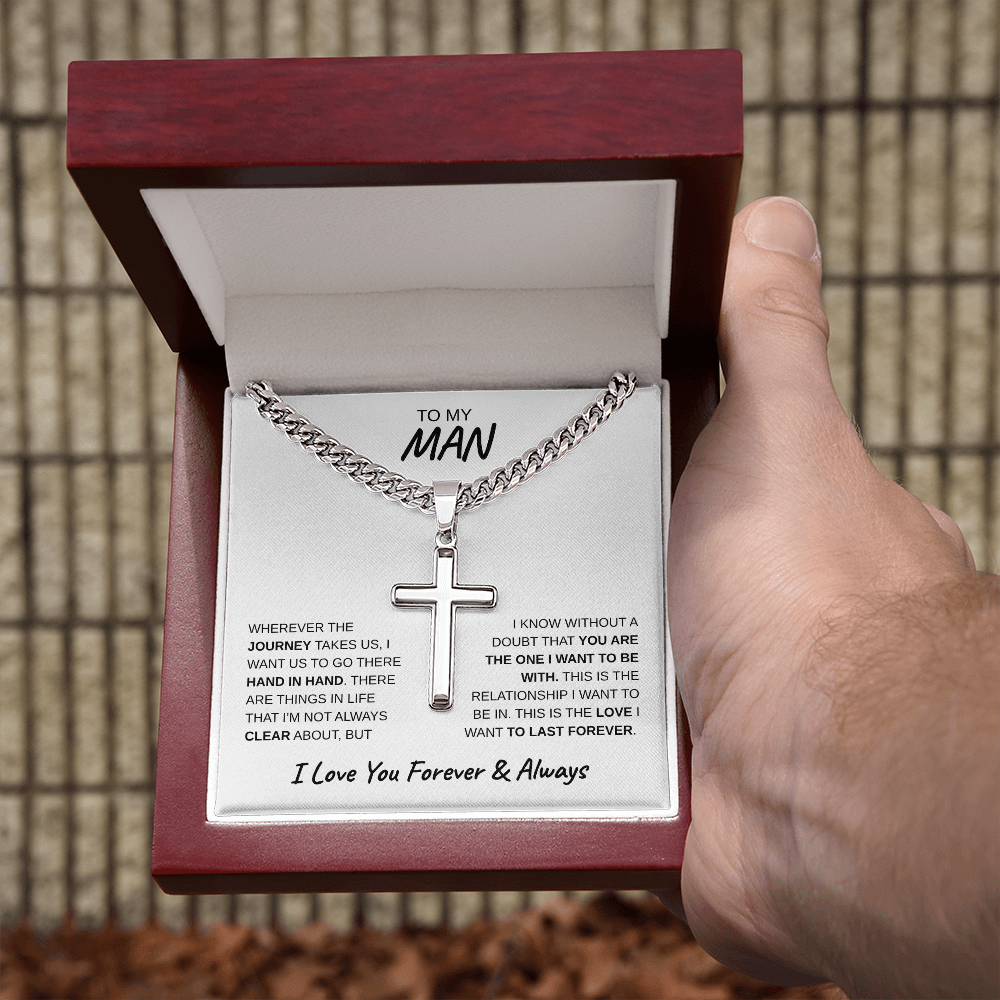 TO MY MAN | Artisan Cross with Cuban Link Chain