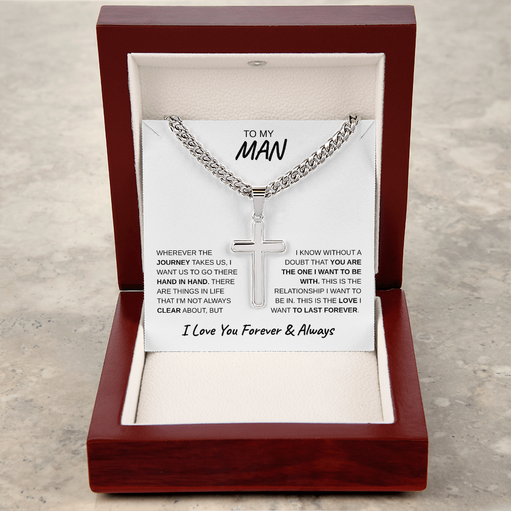 TO MY MAN | Artisan Cross with Cuban Link Chain