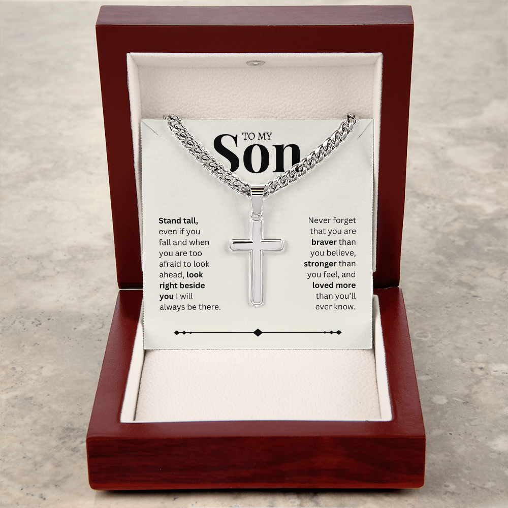 To My Son | Artisan Cross with Cuban Link Chain