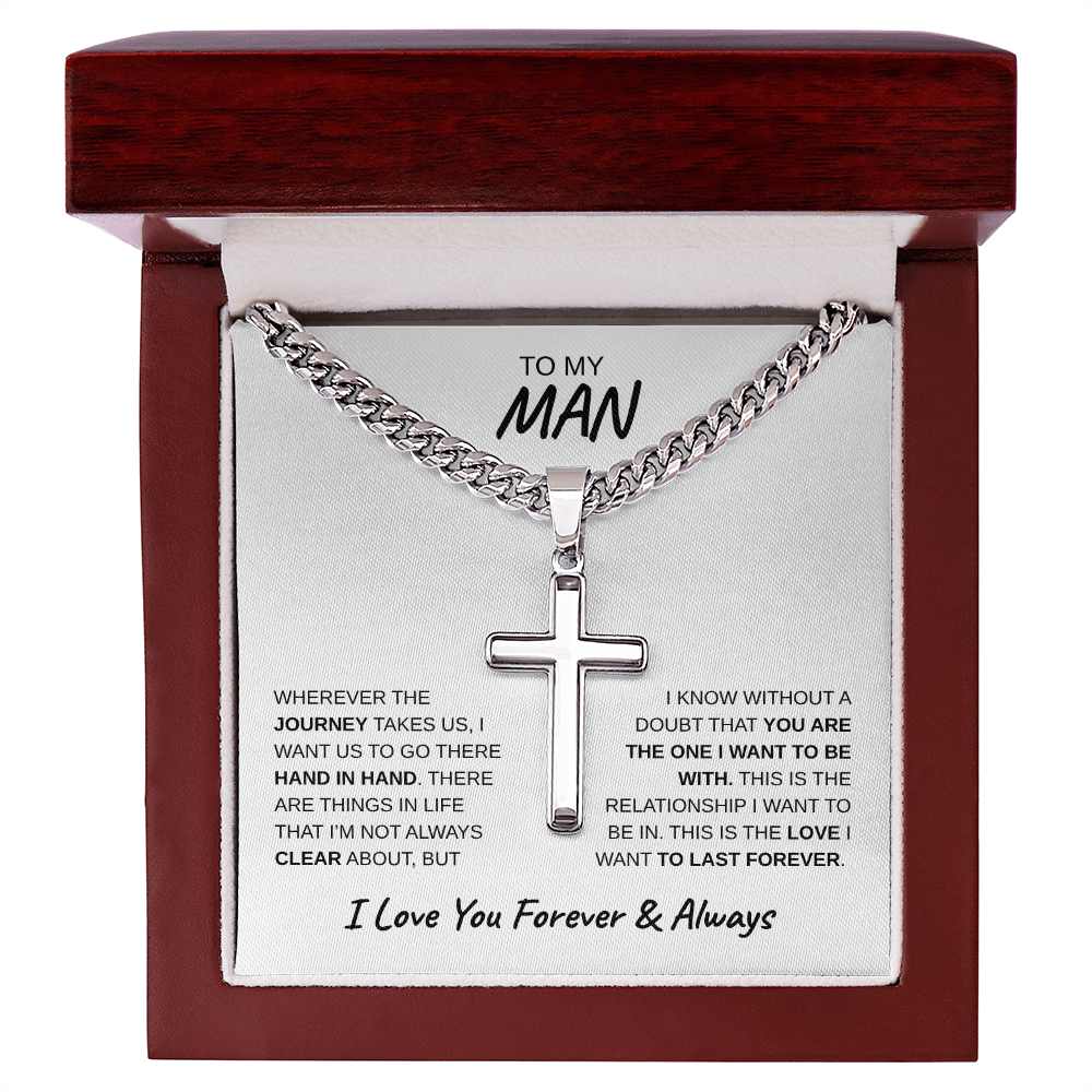 TO MY MAN | Artisan Cross with Cuban Link Chain