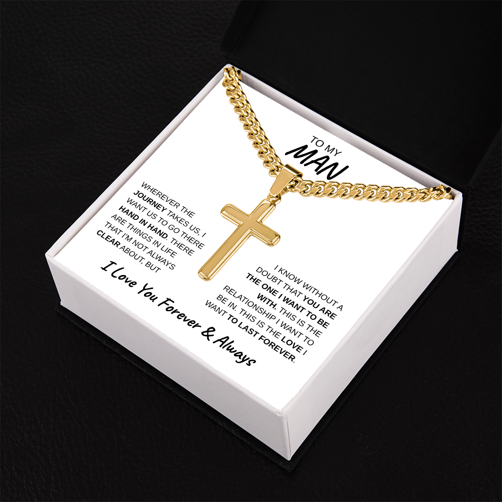 TO MY MAN | Artisan Cross with Cuban Link Chain